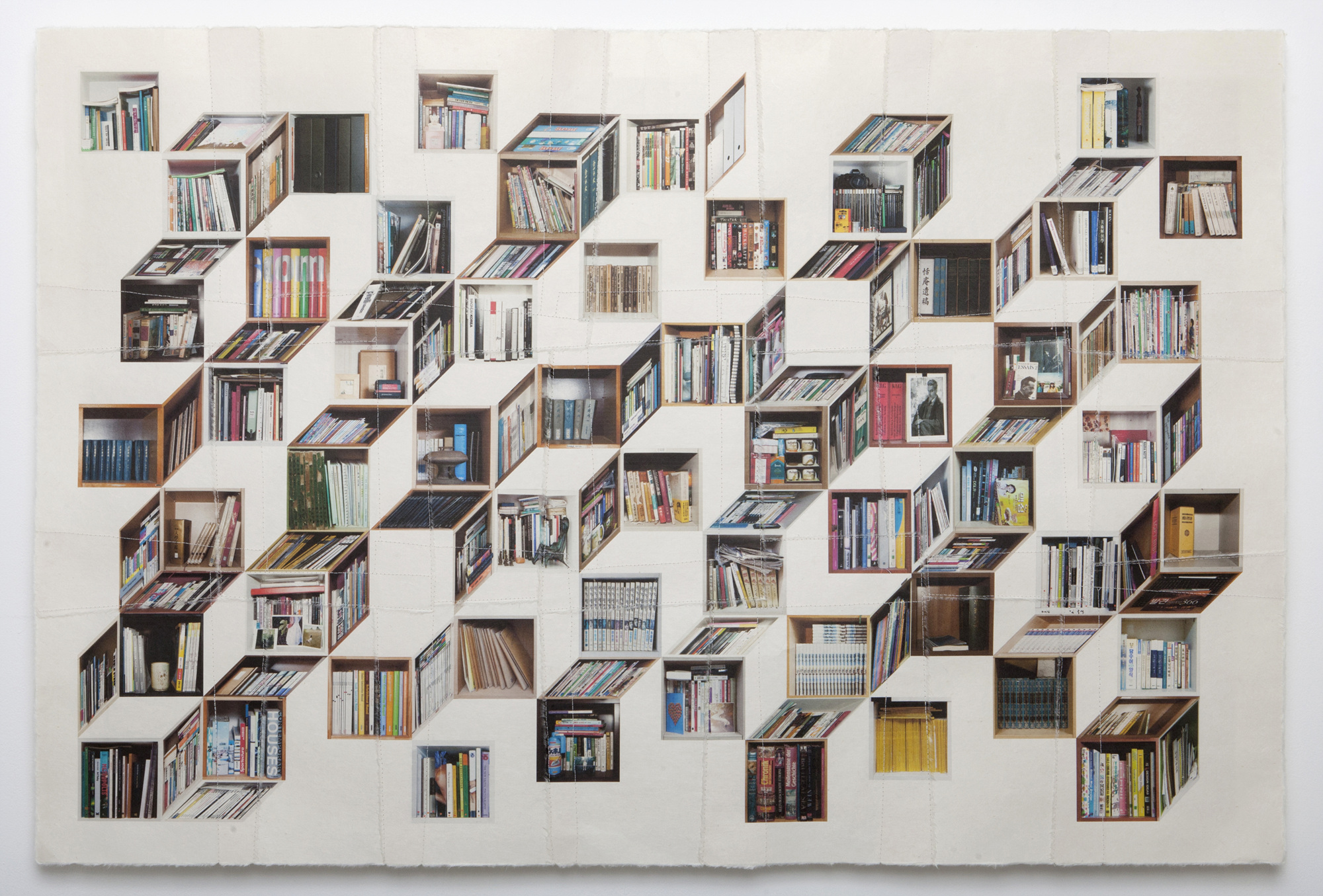 책가도329_100cmX150cm_프린트된 한지에 손바느질_2014