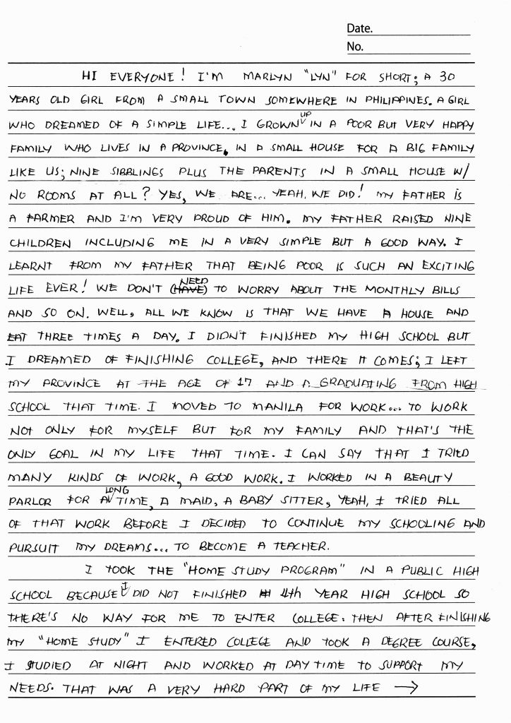 초청장 고향, 멀린, 필리핀, 2010, 2