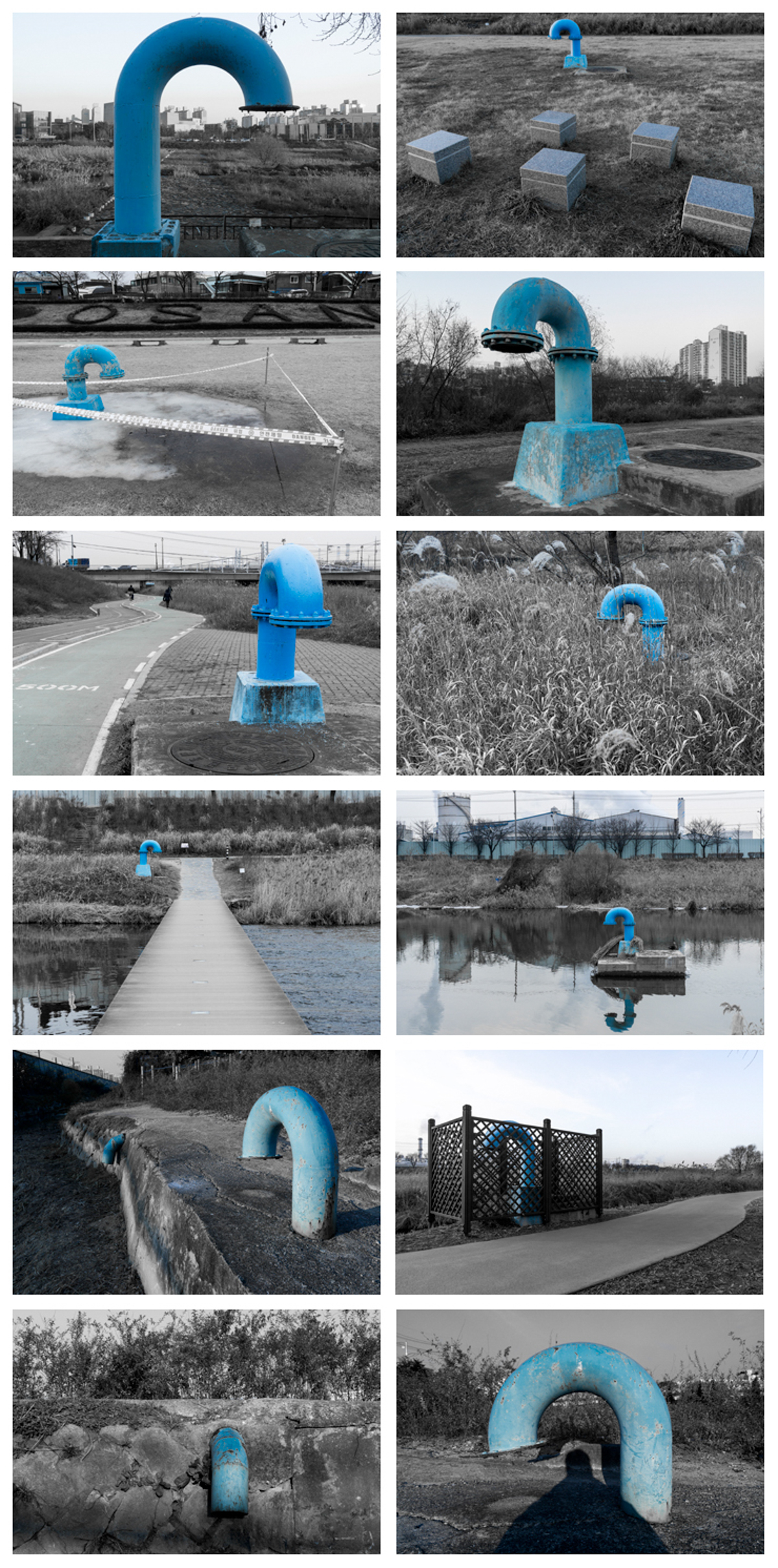 오산, 열두 개의 푸른 파이프 _ Digital C-Print _ 21x30cm (x12) _ 2016